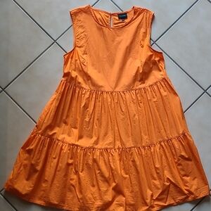 Who What Wear Orange Ruffled Tiered Sundress
